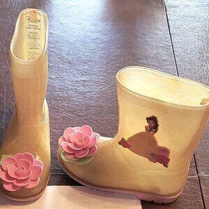 Size 12 - Disney Store - Rain Boots - yellow with Belle